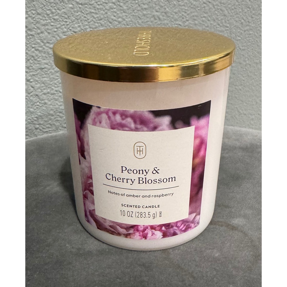 Threshold Peony & Cherry Blossom Scented Candle 10oz Gold Lid Amber Raspberry N
